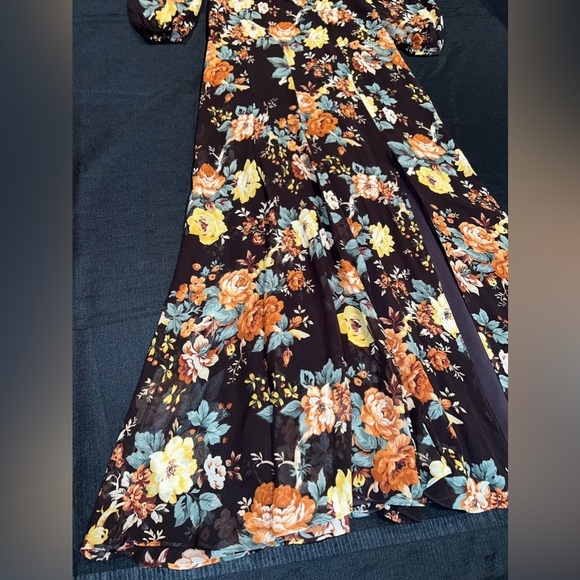 VERONICA BEARD Avani floral printed silk long sleeve maxi dress in size 0 - Picture 14 of 17